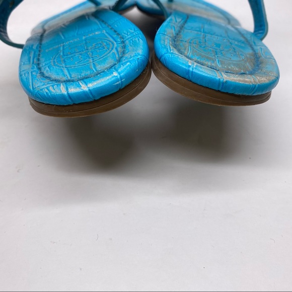 RARE Tory Burch Croc Blue Turquoise Miller Sandals - Picture 6 of 8